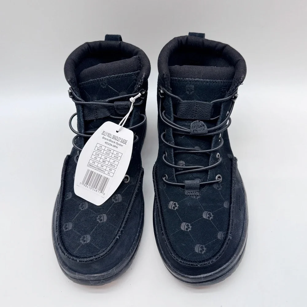 Hey Dude Bradley Suede Boots Mens 10 Black Jelly Roll Skull Limited Edition